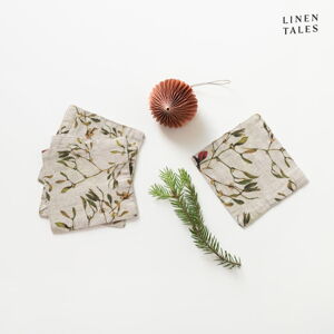 Podtácky s vianočným motívom v prírodnej farbe v súprave 4 ks – Linen Tales