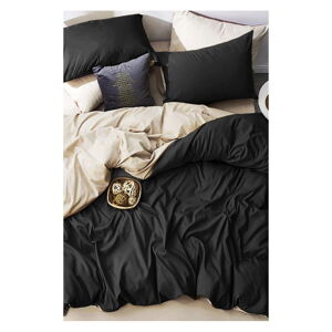Čierno-krémové bavlnené obliečky na dvojlôžko/predĺžené s plachtou 200x220 cm - Mila Home
