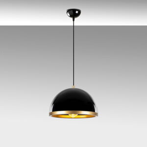 Čierne/v zlatej farbe závesné svietidlo s kovovým tienidlom ø 30 cm Ferenci – Opviq lights