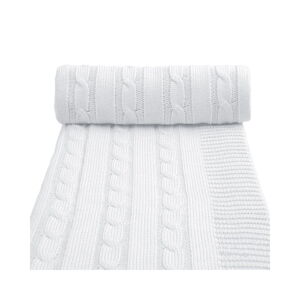 Biela pletená detská deka s podielom bavlny T-TOMI Spring, 80 x 100 cm