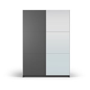 Tmavo šedá šatníková skriňa so zrkadlom as posuvnými dverami 151x215 cm Lisburn - Cosmopolitan Design