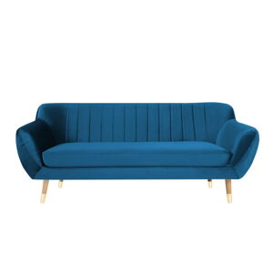 Modrá zamatová pohovka Mazzini Sofas Benito, 188 cm