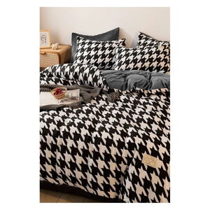 Čiernobiele bavlnené obliečky na dvojlôžko/predĺžené s plachtou 200x220 cm - Mila Home