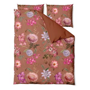 Terakotovohnedé obliečky na dvojlôžko z bavlneného saténu Bonami Selection Blossom, 160 x 220 cm