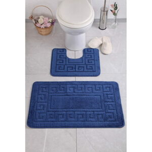 Tmavo modré WC kúpeľňové predložky v sade 2 ks Flora - Foutastic