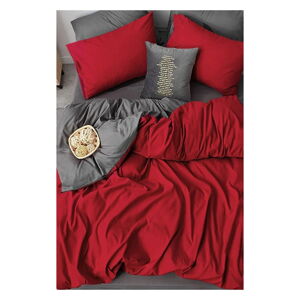 Červeno-sivé bavlnené obliečky na dvojlôžko/predĺžené s plachtou 200x220 cm - Mila Home