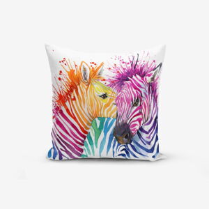 Obliečka na vankúš s prímesou bavlny Minimalist Cushion Covers Colorful Zebras Oleas, 45 × 45 cm