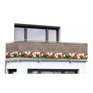 Hnedá plastová balkónová zástena 500x85 cm Tulips - Maximex
