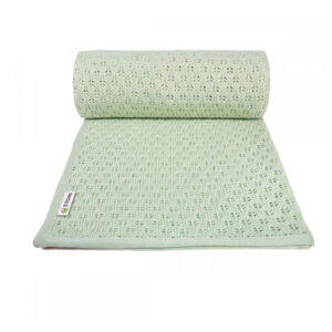 Zelená pletená detská deka s podielom bavlny T-TOMI Summer, 80 x 100 cm