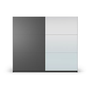 Tmavo šedá šatníková skriňa so zrkadlom as posuvnými dverami 250x215 cm Lisburn - Cosmopolitan Design