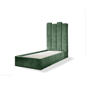 Zelená čalúnená jednolôžková posteľ s úložným priestorom s roštom 90x200 cm Dreamy Aurora - Miuform