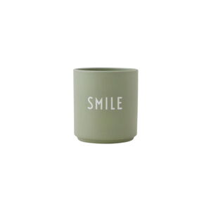 Svetlozelený porcelánový hrnček Design Letters Favourite Smile