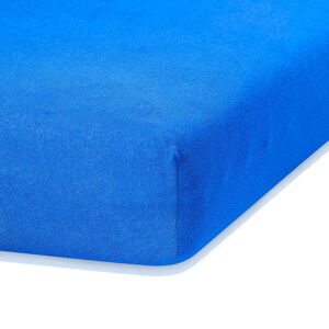 Modrá elastická plachta s vysokým podielom bavlny AmeliaHome Ruby, 200 x 140-160 cm