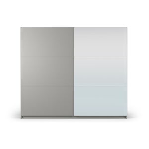 Šedá šatníková skriňa so zrkadlom as posuvnými dverami 250x215 cm Lisburn - Cosmopolitan Design