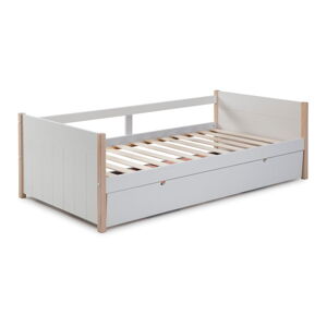 Detská posteľ z borovicového dreva s výsuvným lôžkom v bielo-prírodnej farbe 90x190 cm Kiara – Marckeric