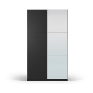 Čierna šatníková skriňa so zrkadlom as posuvnými dverami 122x215 cm Lisburn - Cosmopolitan Design