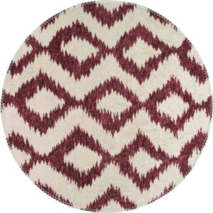 Vínový/biely prateľný okrúhly koberec ø 120 cm - Vitaus