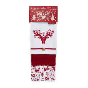 Súprava 3 bavlnených vianočných utierok Cooksmart ® A Nordic Christmas, 38 x 44 cm