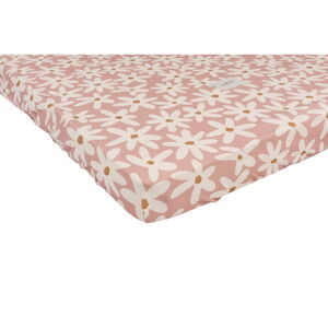 Napínacie bavlnené detské prestieradlo do postieľky 60x120 cm Blush Daisies - Malomi Kids