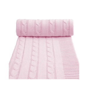 Ružová pletená detská deka s podielom bavlny T-TOMI Spring, 80 x 100 cm