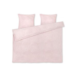 Bielo-ružové predĺžené obliečky na dvojlôžko z bio bavlny 200x220 cm Monochrome Lines - JUNA