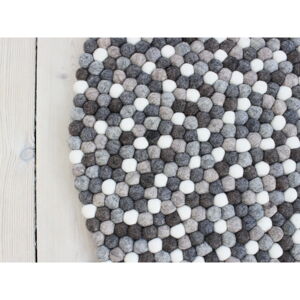 Sivobiely guľôčkový vlnený koberec Wooldot Ball rugs, ⌀ 90 cm