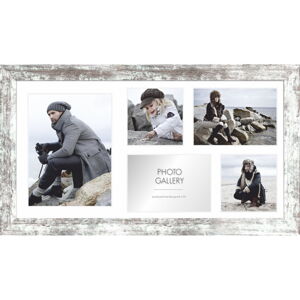 Sivo-biely rámček na 5 fotografií Styler Narvik, 51 × 27 cm