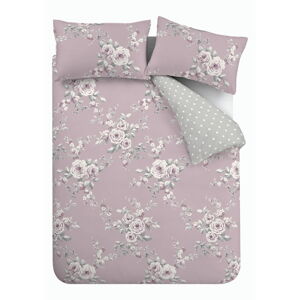 Ružovo-sivé posteľné obliečky Catherine Lansfield Canterbury, 135 x 200 cm