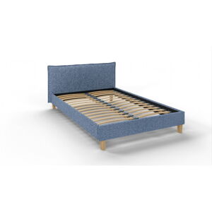 Modrá čalúnená dvojlôžková posteľ s roštom 140x200 cm Tina - Ropez