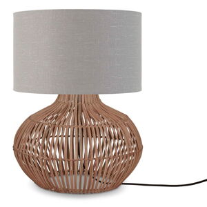 Stolová lampa s textilným tienidlom vo svetlo šedo-prírodnej farbe (výška 48 cm) Kalahari – Good&Mojo