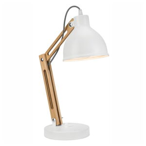 Biela/hnedá stolová lampa s kovovým tienidlom (výška  44 cm) Marcello – LAMKUR
