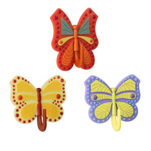 Sada 3 farebných samolepiacich háčikov Metaltex Butterfly