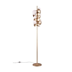 Stojacia lampa so skleneným tienidlom v zlato-bielej farbe (výška 155 cm) Bubble – Trio Select