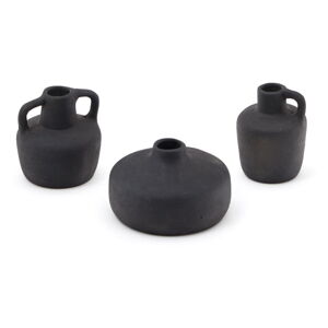 Čierne terakotové vázy v súprave 3 ks (výška 6 cm) Sofra – Kave Home