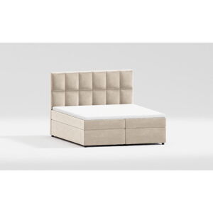 Biela/krémovobiela čalúnená dvojlôžková posteľ s úložným priestorom 160x200 cm Flip – Ropez
