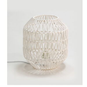 Biela stolná lampa s textilným tienidlom Tierra Bella Yaka, výška 32 cm