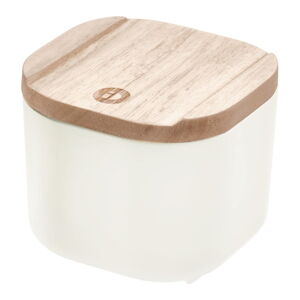 Biely úložný box s vekom z dreva paulownia iDesign Eco, 9 x 9 cm