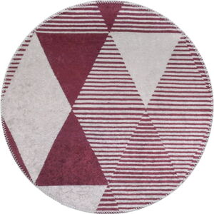 Vínovočervený umývateľný okrúhly koberec ø 120 cm Yuvarlak – Vitaus