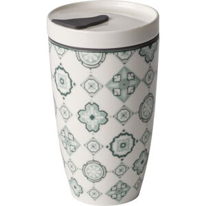 Zeleno-biely porcelánový cestovný hrnček Villeroy & Boch Like To Go, 350 ml