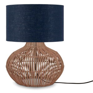 Stolová lampa s textilným tienidlom v tmavo modro-prírodnej farbe (výška 48 cm) Kalahari – Good&Mojo
