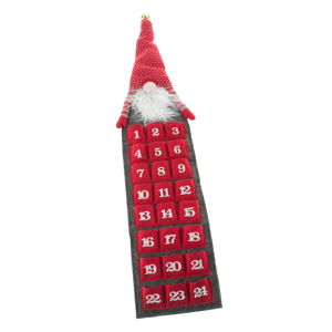 Červený textilný adventný kalendár Dakls, výška 75 cm