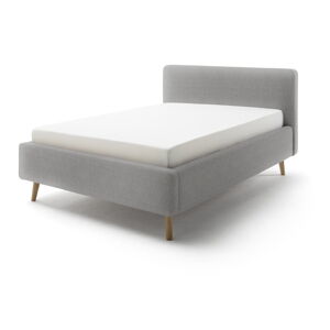 Sivá čalúnená dvojlôžková posteľ s úložným priestorom s roštom 140x200 cm Mattis – Meise Möbel