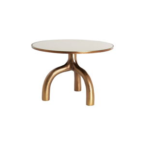 Sklenený okrúhly konferenčný stolík v bronzovej farbe/béžový ø 65 cm Mello – Light & Living