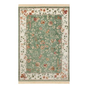 Zelený/krémovobiely koberec z viskózy 135x195 cm Oriental – Nouristan