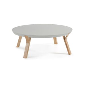 Svetlosivý konferenčný stolík s nohami z jaseňového dreva Kave Home Solid, Ø 90 cm
