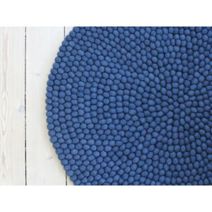 Modrý guľôčkový vlnený koberec Wooldot Ball rugs, ⌀ 90 cm