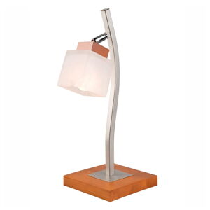 Hnedá stolová lampa so skleneným tienidlom (výška  45 cm) Dana – LAMKUR