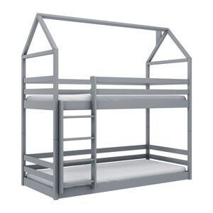 Sivá domčeková/poschodová detská posteľ 90x200 cm Axel - Lano Meble