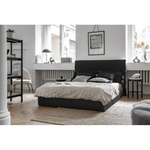 Čierna čalúnená dvojlôžková posteľ s roštom 160x200 cm Sleepy Luna - Miuform
