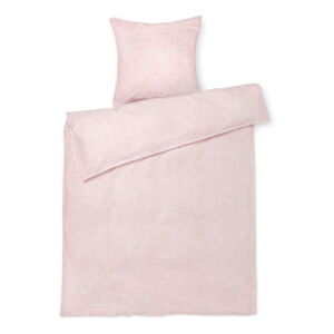 Bielo-ružové predĺžené obliečky na jednolôžko z bio bavlny 140x220 cm Monochrome Lines - JUNA
